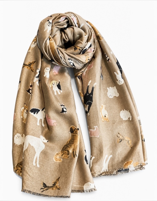 Mossée - Luna Dog Motif Linen Scarf