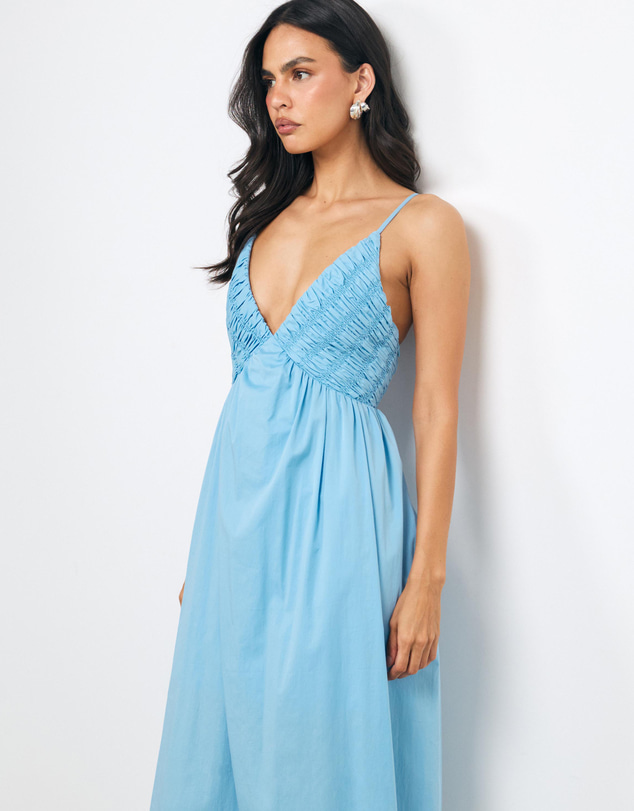 AERE - Tansy Shirred Bodice Midi Dress