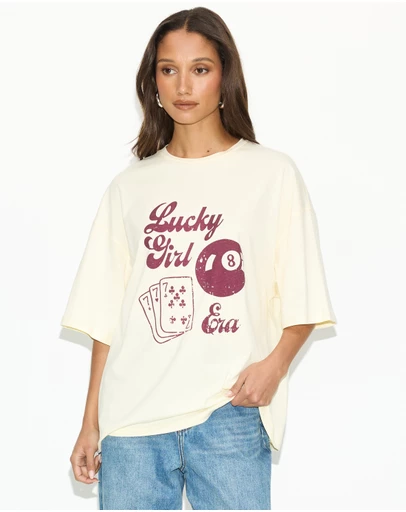 Dazie - Lucky Girl Era Oversized Graphic Tee