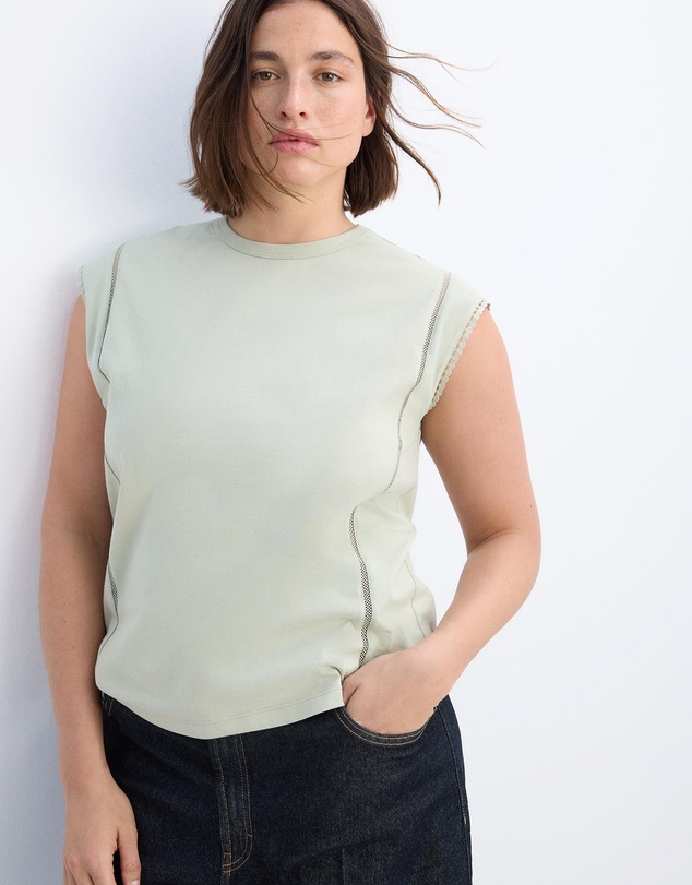 M.N.G - Embroidered Cutwork Cotton T-Shirt