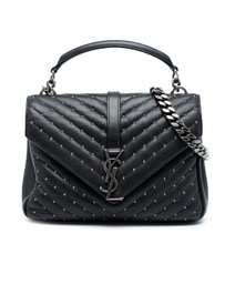 Pre-Loved by Azura Reborn - Pre-Loved Medium Quilted Chevron Studded Sheepskin College Satchel