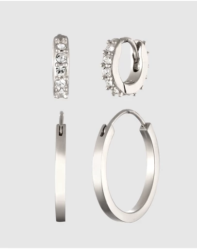 Elli Jewelry - Earrings Set Crystal 925 Sterling Silver