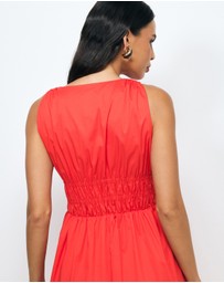 AERE - Indie Cotton Tie Front Midi Dress