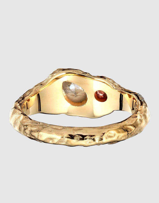 Elli Jewelry - Zirconia and Garnet Ring in Gold-Plated 925 Silver