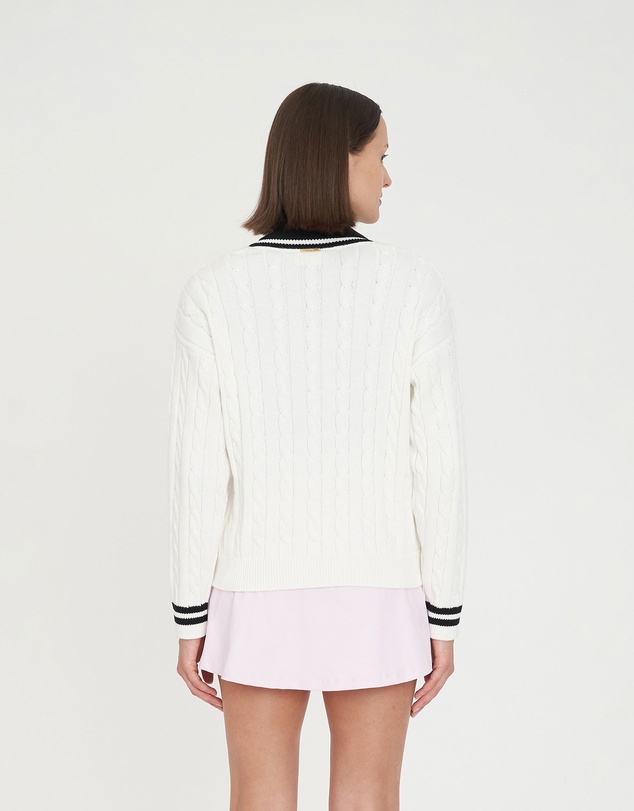 Huffer - Women's V-Neck Cable Knit Sweater