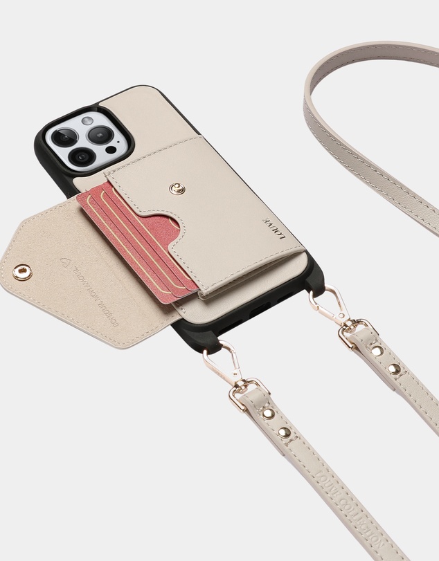 LOUVE COLLECTION - Zoe Bone Leather Phone Case Wallet & Crossbody Strap