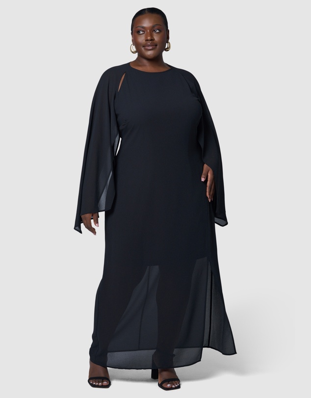 Pink Dusk by Curve Project - Eclipse Cape Maxi Dress
