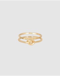 Elli Jewelry - Ring Set Knot Trend Basic Minimal in 925 Sterling Silver Gold Plated
