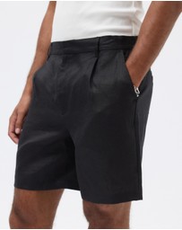 AERE - Holt Pleated Linen Shorts
