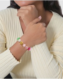 Elli Jewelry - Bracelet Smiling Face Star Colourful with Crystal 925 Sterling Silver Gold Plated