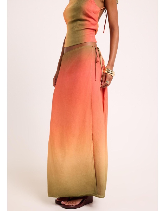 Subtitled - Earth Ombre Wrap Midi Skirt