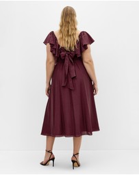 City Chic - Plus size Alisia Tie-Back Midi Dress - dark cherry