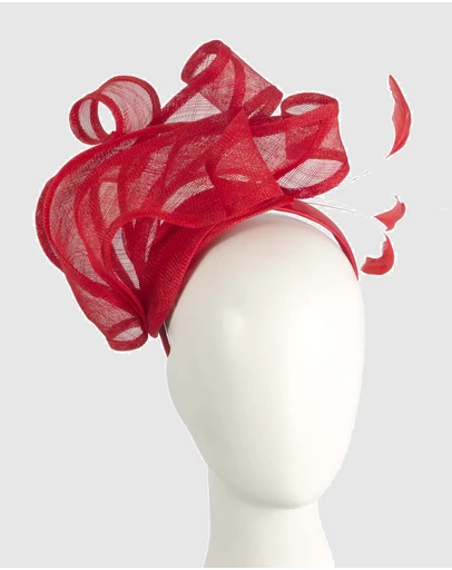 Max Alexander - Sinamay Red Racing Fascinator