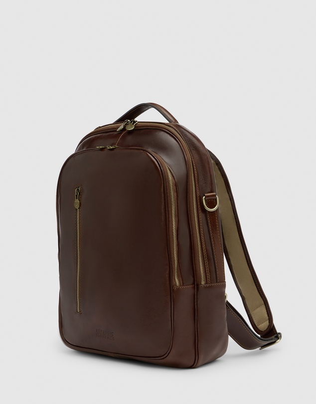 Republic of Florence - The Belfast Brown Laptop Backpack