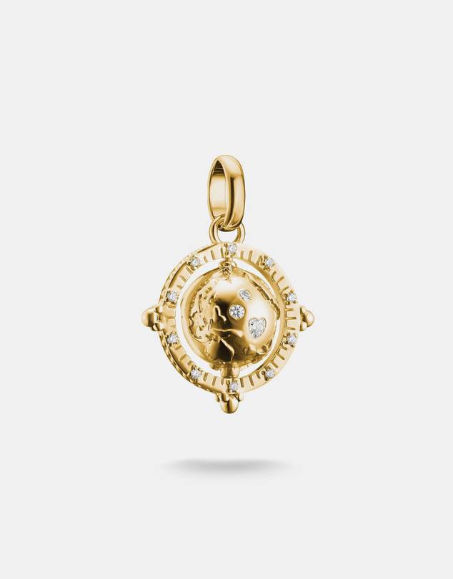 THOMAS SABO - Gold-Plated Globe Charm with White Zirconia