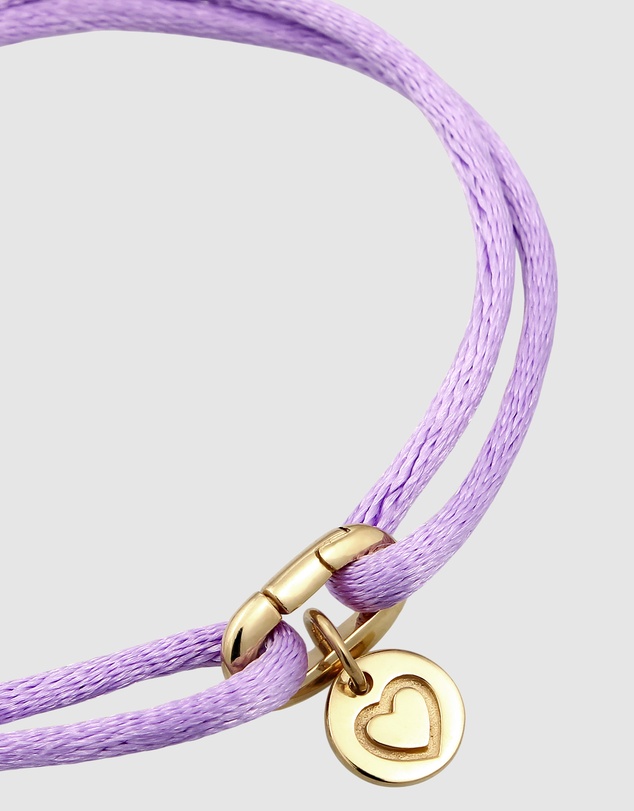 Elli Jewelry - Heart Charm Purple Satin Bracelet