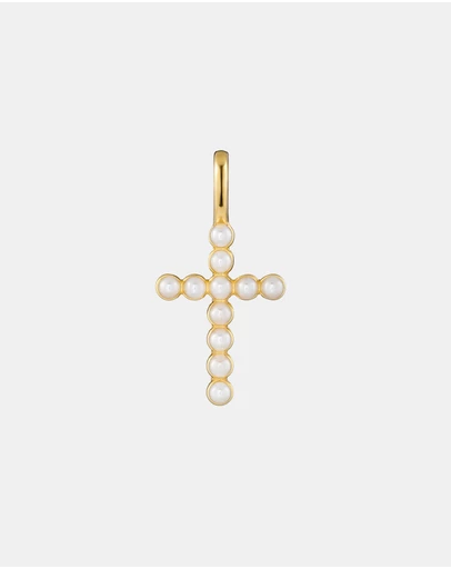 Zoe Olivia - 14K Gold Vermeil Shell Pearl Cross Charm