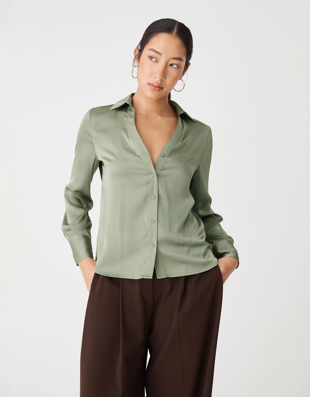 Forcast - Lila V-neck Satin Blouse