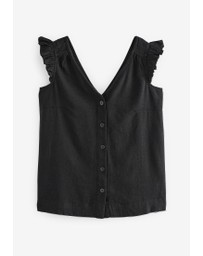 NEXT - Linen Blend Ruffle Sleeve Top