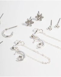 Lovisa - Silver Celestial Stacker Earrings 5-Pack