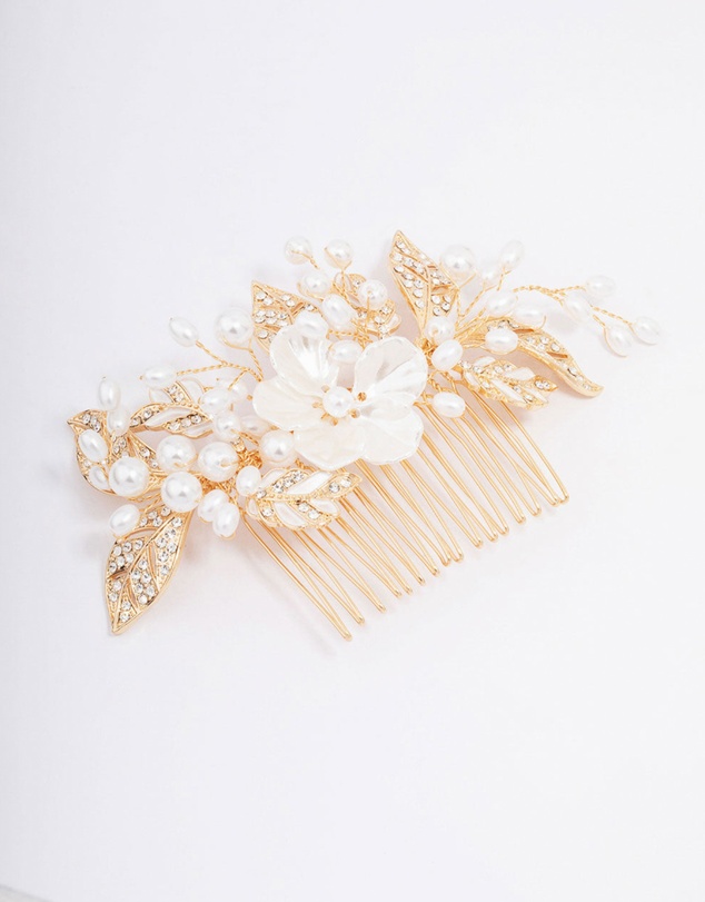 Lovisa - Gold Pearl Flower Vine Hair Comb