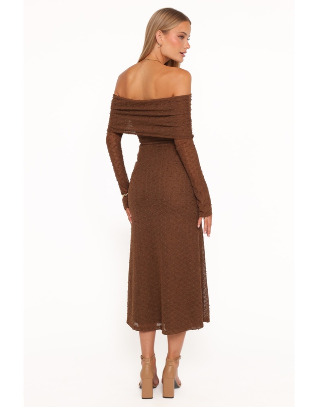 Petal & Pup - Wilma Off Shoulder Dress - Brown