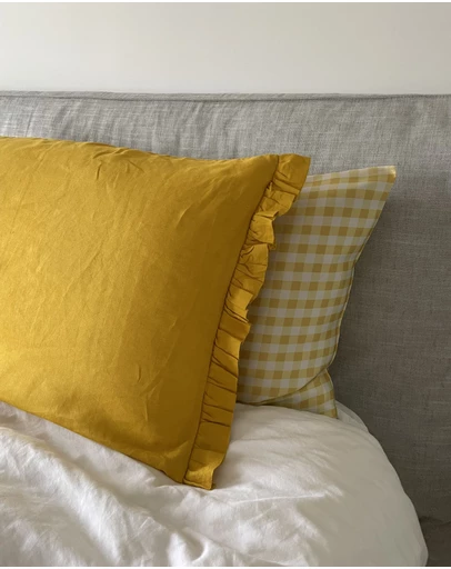 SILK MAGNOLIA - French Linen Ruffle Pillowcase