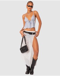 EDIKTED - Sheer Patchwork Lace Maxi Skirt