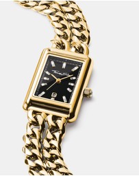 THOMAS SABO - THOMAS SABO Ladies Rectangular Gold Watch with Black Dial
