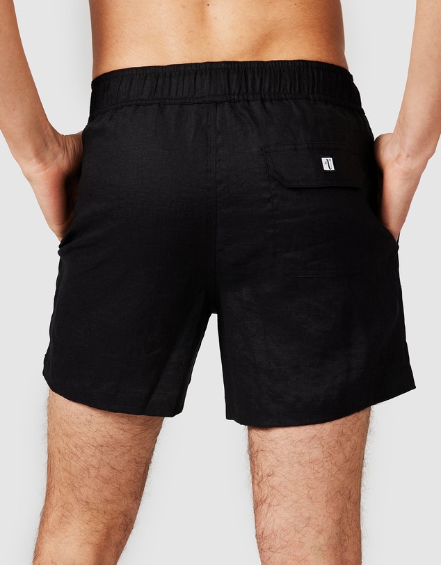 Vacay Swimwear - Black Linen Shorts