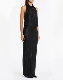 Carla Zampatti - Black Burnished Metallic Bias Skirt