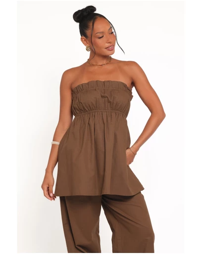 Petal & Pup - Ember Strapless Tunic Top - Brown