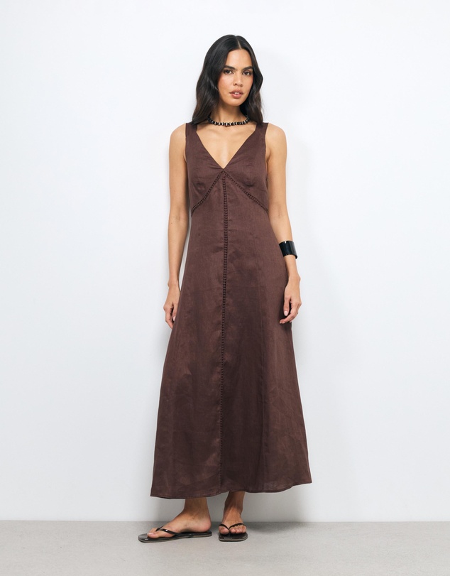 AERE - Tali Panelled V Neck Midi Dress