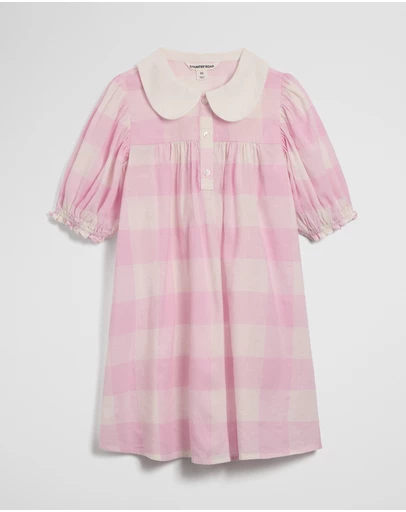 Country Road - Short Sleeve Gingham Collar Dress