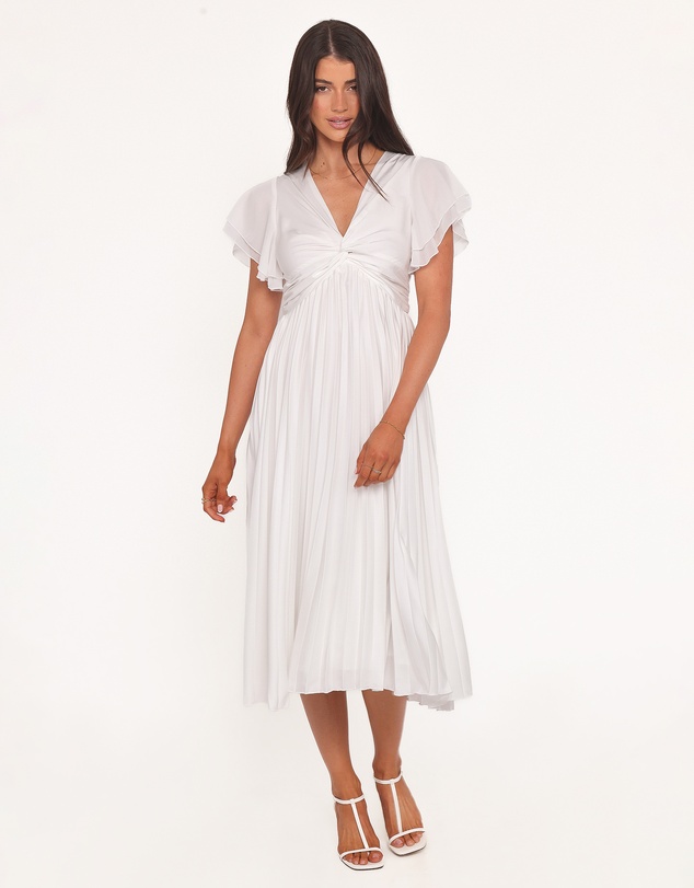 Petal & Pup - Nova Flutter Sleeve Midi Dress - White