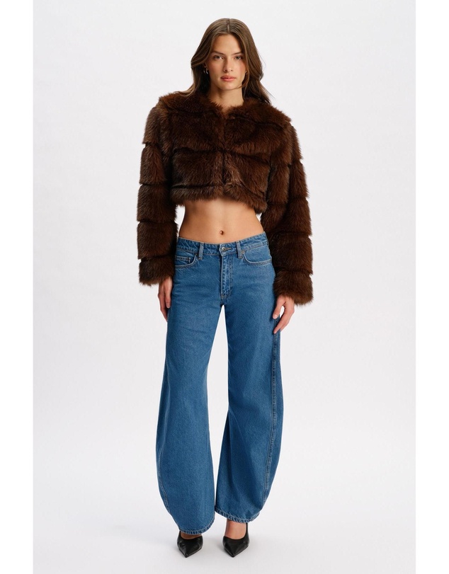 Bardot - Petro Cropped Faux Fur Jacket