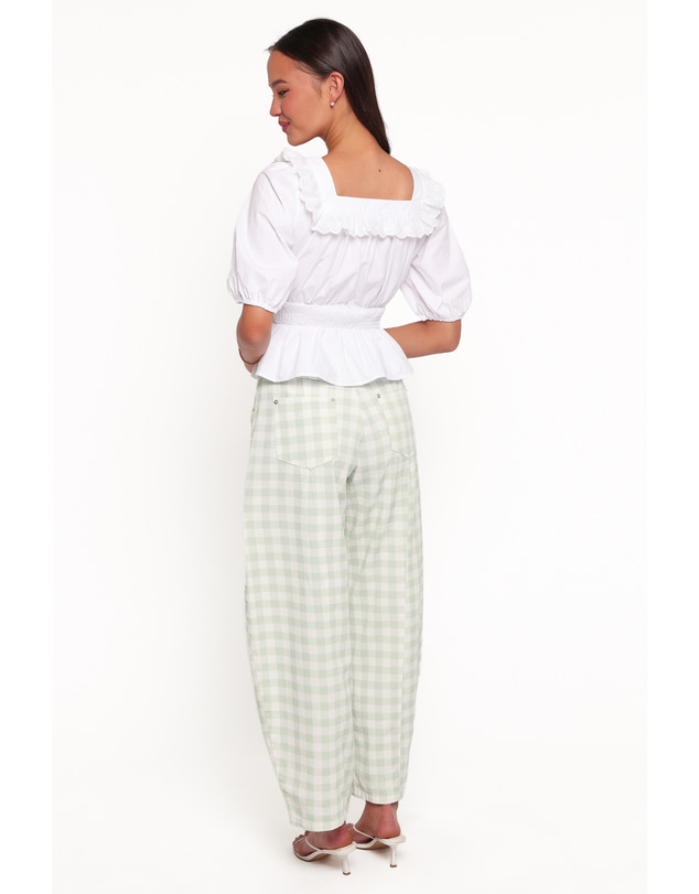 Petal & Pup - Tulsi Barrel Leg Jeans - Sage Plaid