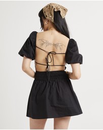 Subtitled - Kora Puff Sleeve Shirred Mini Dress