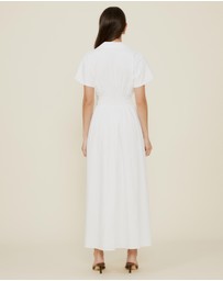 The Fated - Shirred Drop Waist Collared Dress