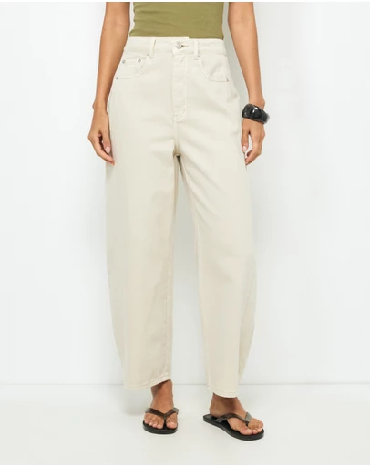 AERE - Mid Rise Barrel Leg Jeans