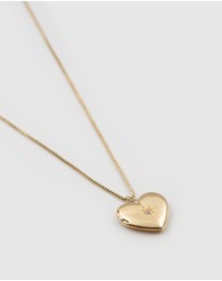 Wanderlust + Co - Heart Gold Locket Necklace