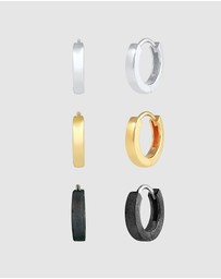 Kuzzoi - ICONIC EXCLUSIVE - Earrings Mens Creole Set Oxidised Gold Plated in 925 Sterling Silver