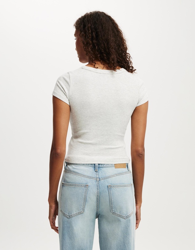 Cotton On - Goldie Rib V Neck Short Sleeve