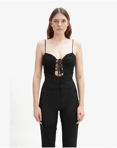 Bardot - Delaney Lace Up Front Bodysuit