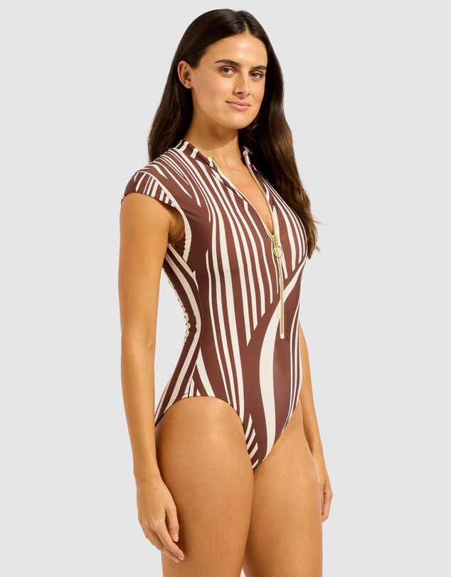 Seafolly - Coastline Zip Front One Piece Swimsuit