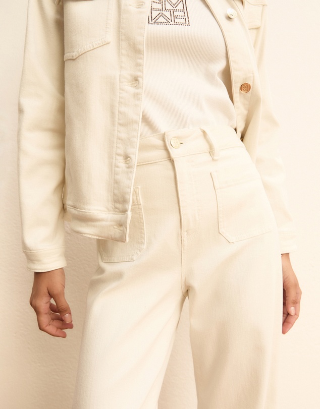 Emme - Wool White Straight Trousers