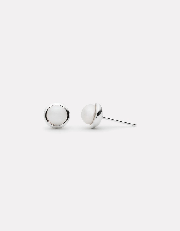 Najo - Moonbeam Silver & Pearl Stud Earring