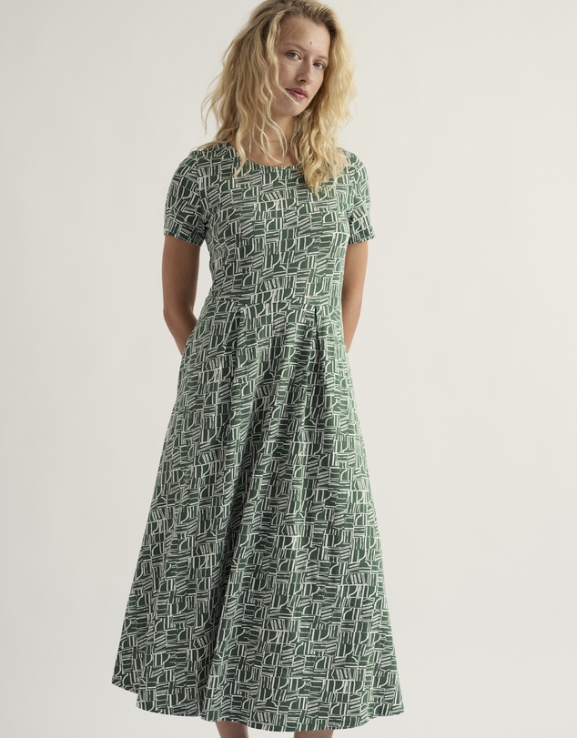 Seasalt - Seasalt Cornwall Green Veronica Short Sleeve Midi Dress