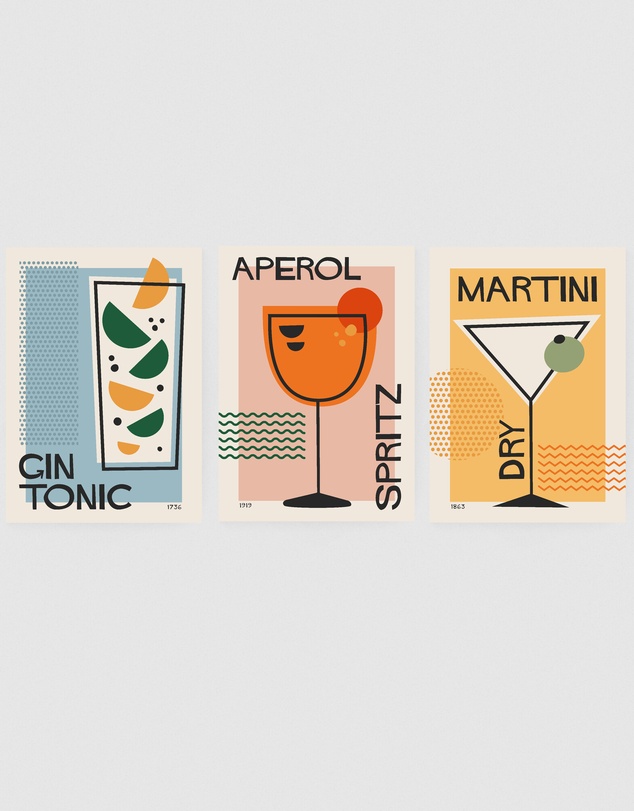 Inka Arthouse - Cocktail Set of 3 Art Prints