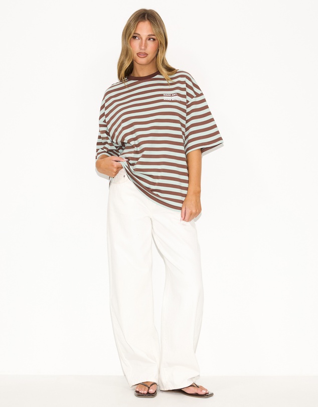 Dazie - Nostalgia Stripe Oversized Graphic Boyfriend Tee